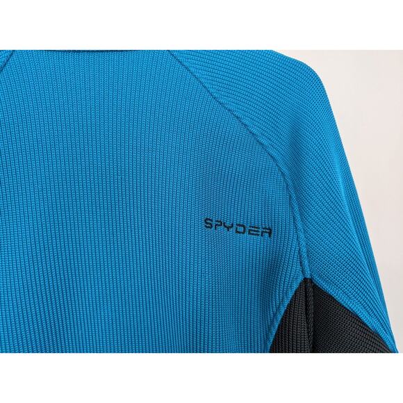 Spyder Jacket Foremost Black Turquoise Blue Heavyweight Stryke Zip Men's Size L - Picture 4 of 7